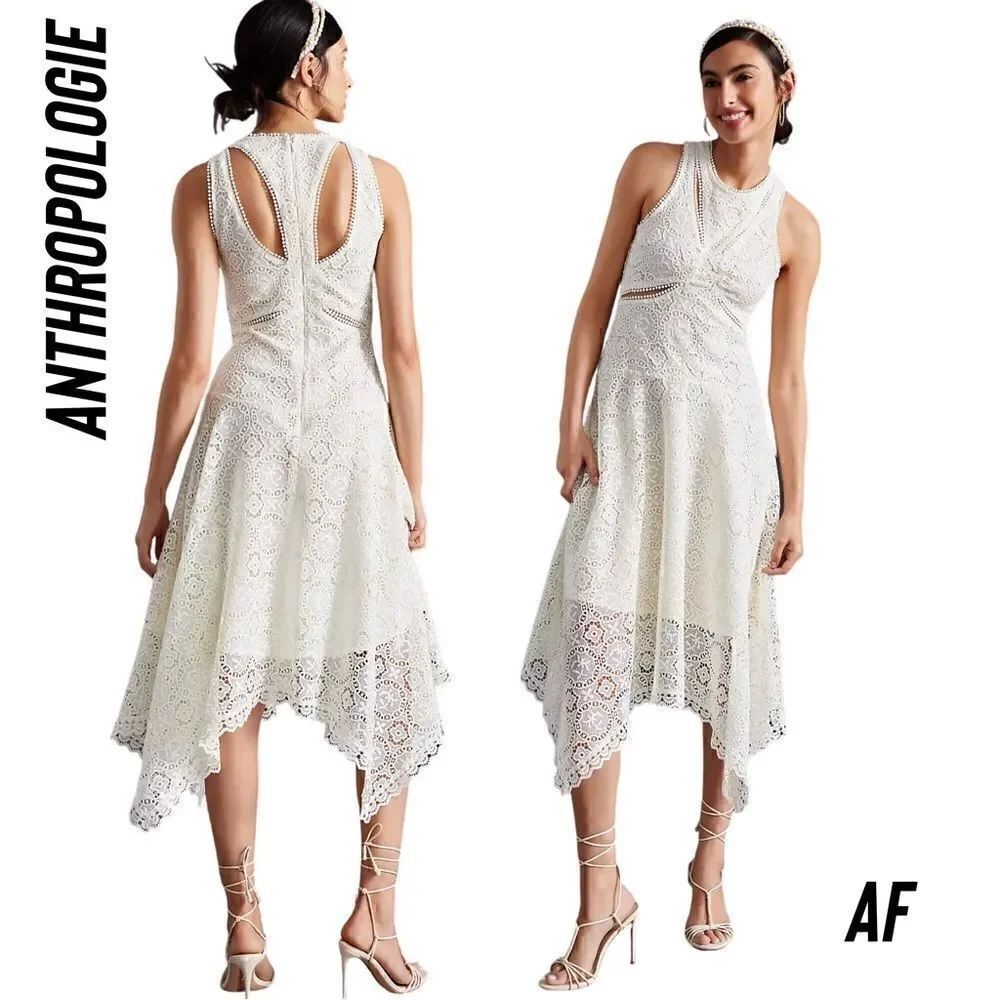 ANTHROPOLOGIE LACE CUT OUT MAXI DRESS NEW SIZE 10